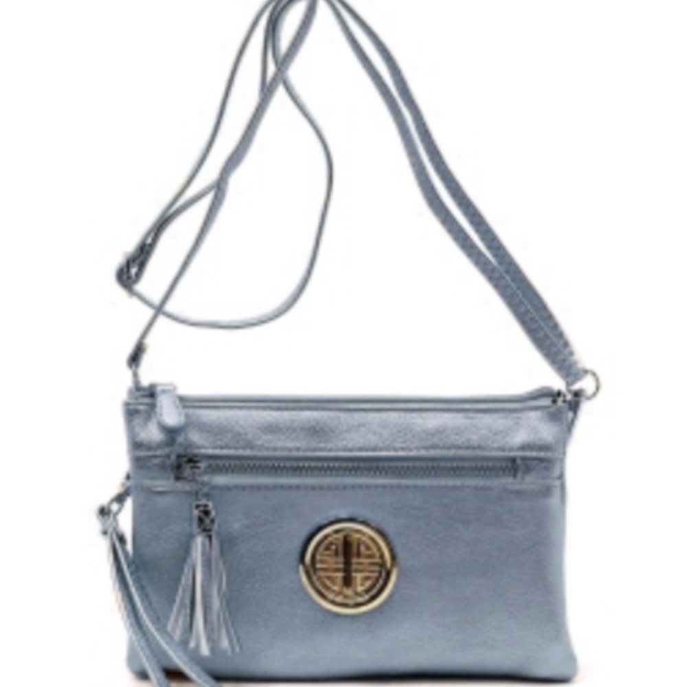 Fashion Logo Clutch Cross Body Purse RY021L Pewter